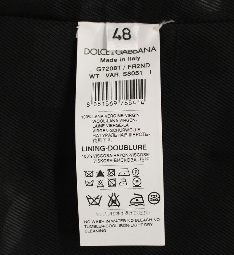 Gilet en laine rayée noire à simple boutonnage de Dolce &amp; Gabbana