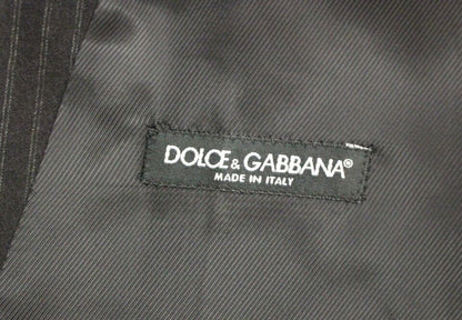 Gilet en laine rayée noire à simple boutonnage de Dolce & Gabbana