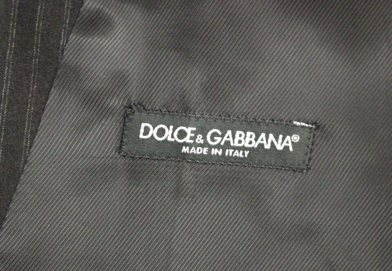 Gilet en laine rayée noire à simple boutonnage de Dolce &amp; Gabbana