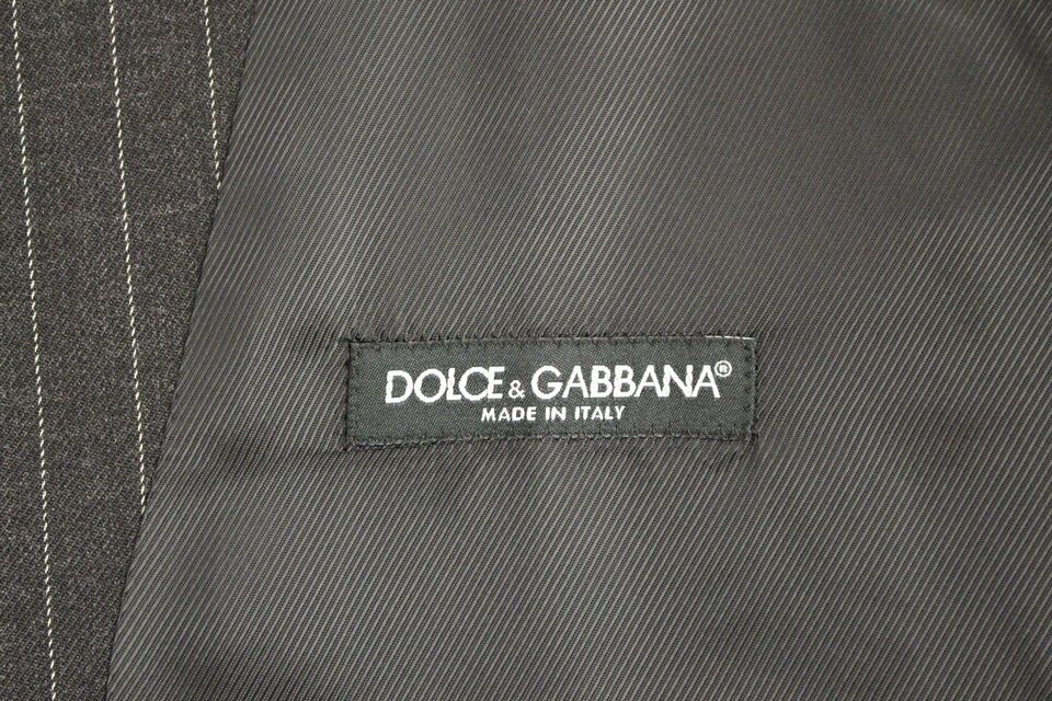 Gilet en laine rayé gris avec logo Dolce &amp; Gabbana