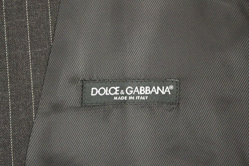 Gilet en laine rayé gris avec logo Dolce &amp; Gabbana