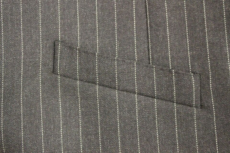 Gilet en laine rayé gris avec logo Dolce &amp; Gabbana