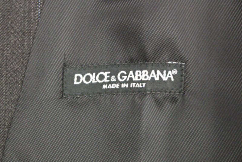 Gilet en laine rayé gris avec logo Dolce &amp; Gabbana