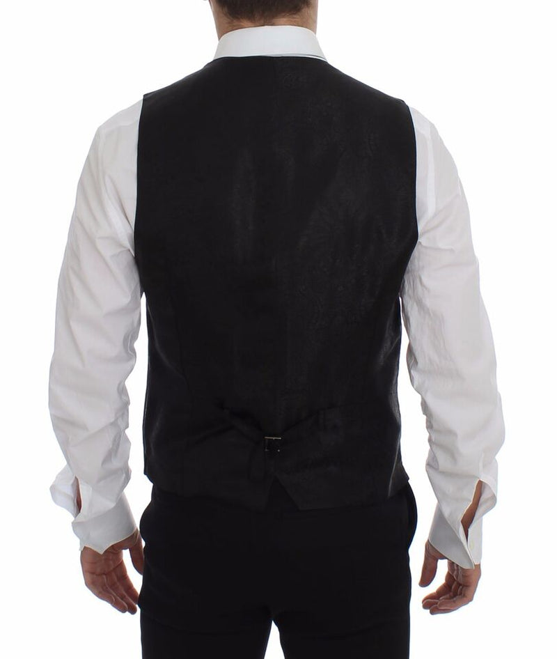 Gilet en laine rayé noir avec logo Dolce &amp; Gabbana