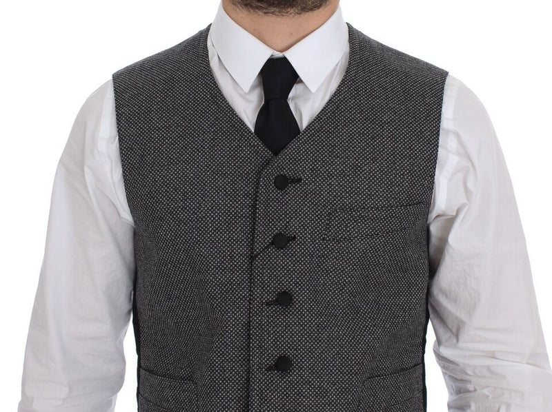 Gilet en coton mélangé gris avec logo Dolce &amp; Gabbana