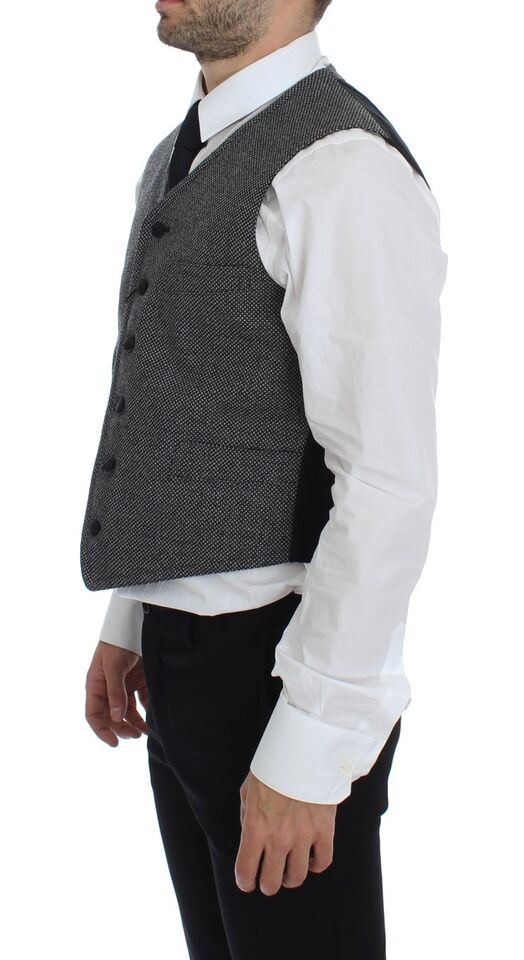 Gilet en coton mélangé gris avec logo Dolce &amp; Gabbana