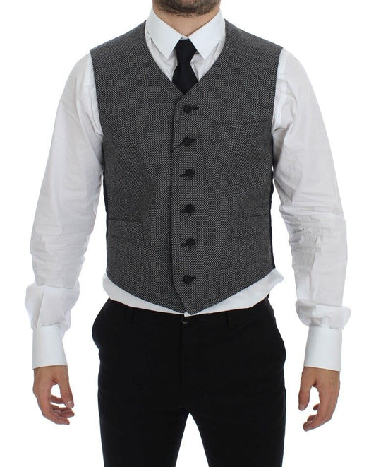 Gilet en coton mélangé gris avec logo Dolce & Gabbana
