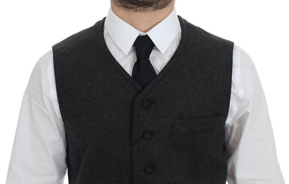 Gilet en laine mélangée grise avec logo Dolce & Gabbana