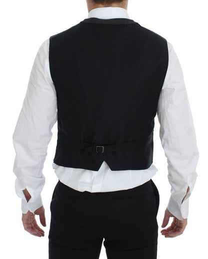 Gilet en laine mélangée grise avec logo Dolce & Gabbana