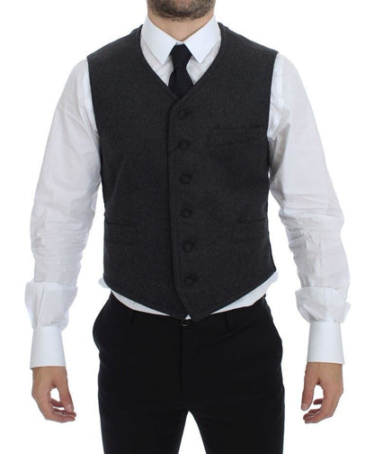 Gilet en laine mélangée grise avec logo Dolce & Gabbana