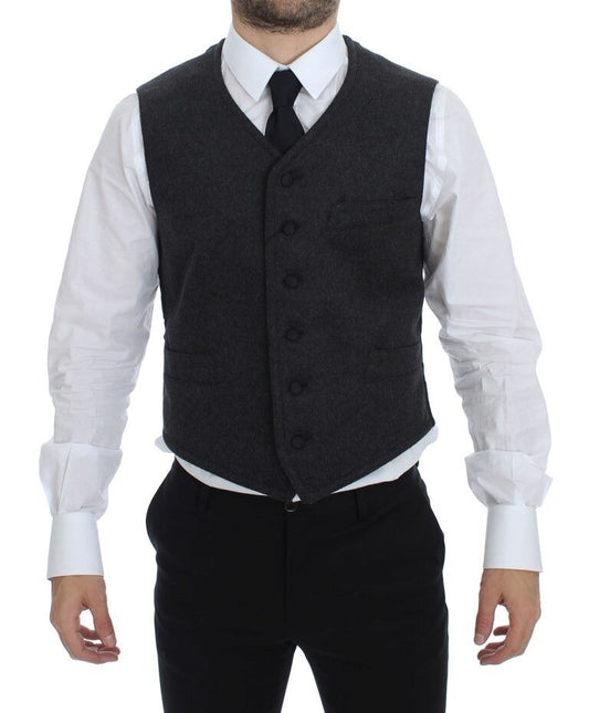 Gilet en laine mélangée grise avec logo Dolce & Gabbana