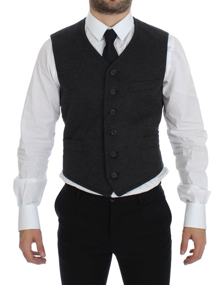 Gilet en laine mélangée grise Dolce &amp; Gabbana
