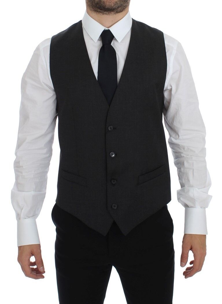 Dolce & Gabbana Grijs Vloerenlange Vest van Wol