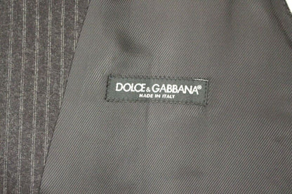 Dolce & Gabbana Grijze gestreepte wollen, enkelgeknopte gilet