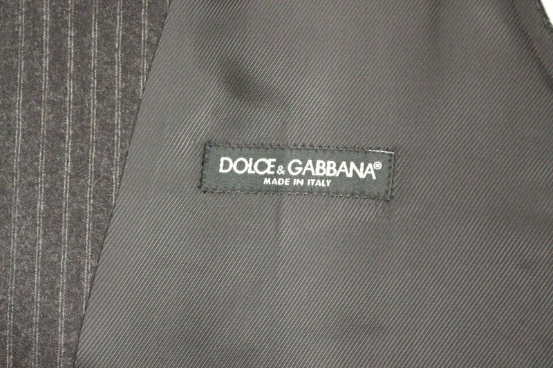 Gilet en laine rayé gris à simple boutonnage de Dolce &amp; Gabbana