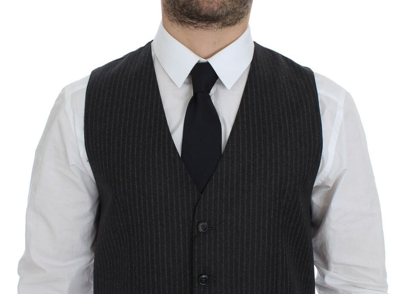 Gilet en laine rayé gris à simple boutonnage de Dolce &amp; Gabbana