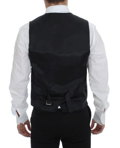 Dolce & Gabbana Grijze gestreepte wollen, enkelgeknopte gilet