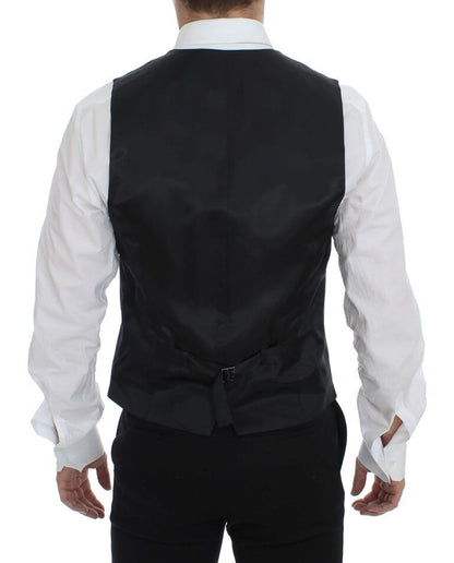Gilet en laine rayé gris à simple boutonnage de Dolce & Gabbana
