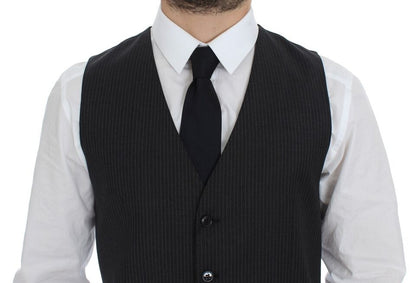 Gilet en laine rayé gris à simple boutonnage de Dolce & Gabbana