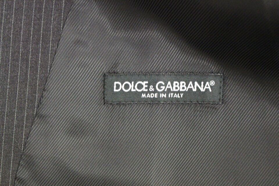 Gilet en laine rayé gris à simple boutonnage de Dolce & Gabbana