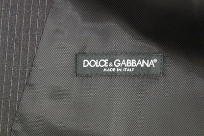 Gilet en laine rayé gris à simple boutonnage de Dolce & Gabbana