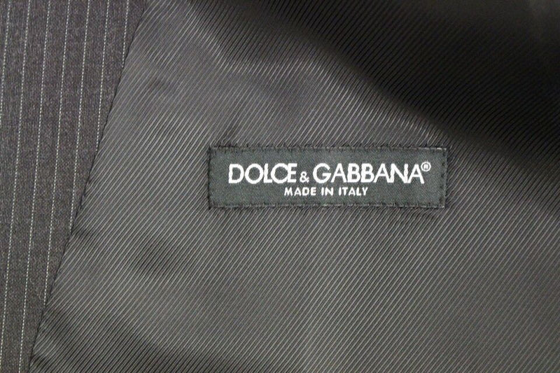 Gilet en laine rayé gris à simple boutonnage de Dolce &amp; Gabbana