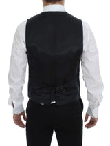 Gilet en laine rayée noire à simple boutonnage de Dolce &amp; Gabbana