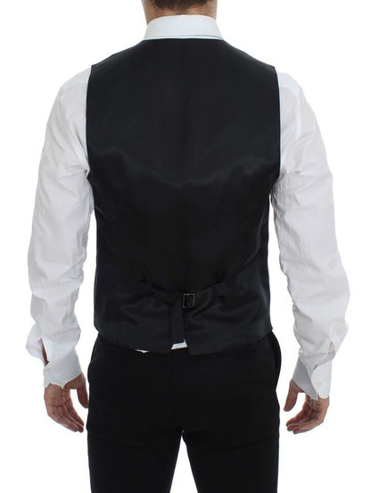 Gilet en laine rayée noire à simple boutonnage de Dolce & Gabbana