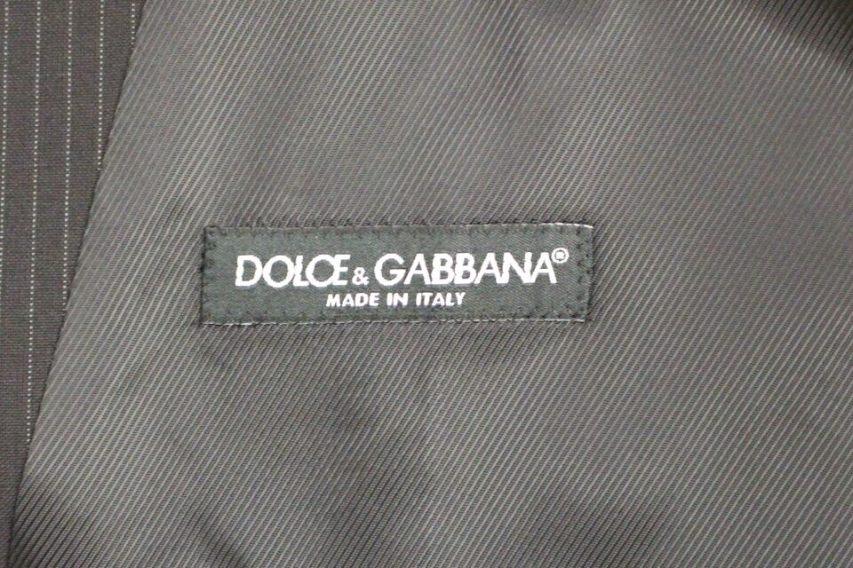 Gilet en laine rayée noire à simple boutonnage de Dolce & Gabbana