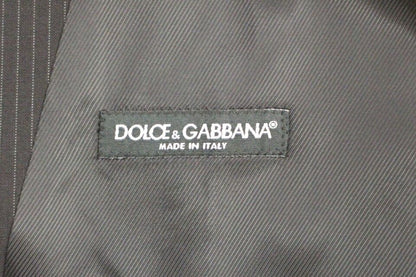 Gilet en laine rayée noire à simple boutonnage de Dolce & Gabbana
