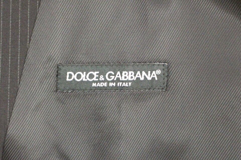 Gilet en laine rayée noire à simple boutonnage de Dolce &amp; Gabbana