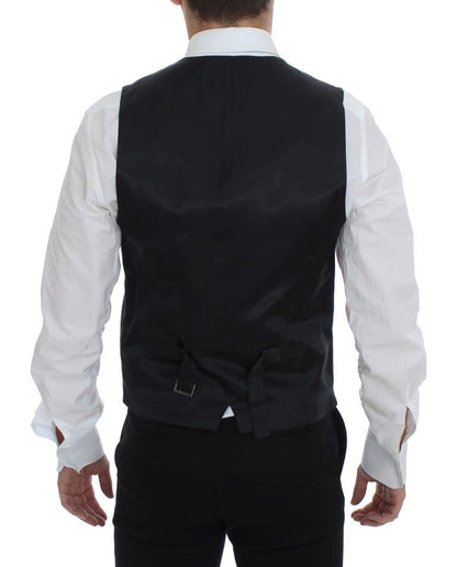 Dolce & Gabbana Grijze gestreepte wollen, enkelgeknopte gilet