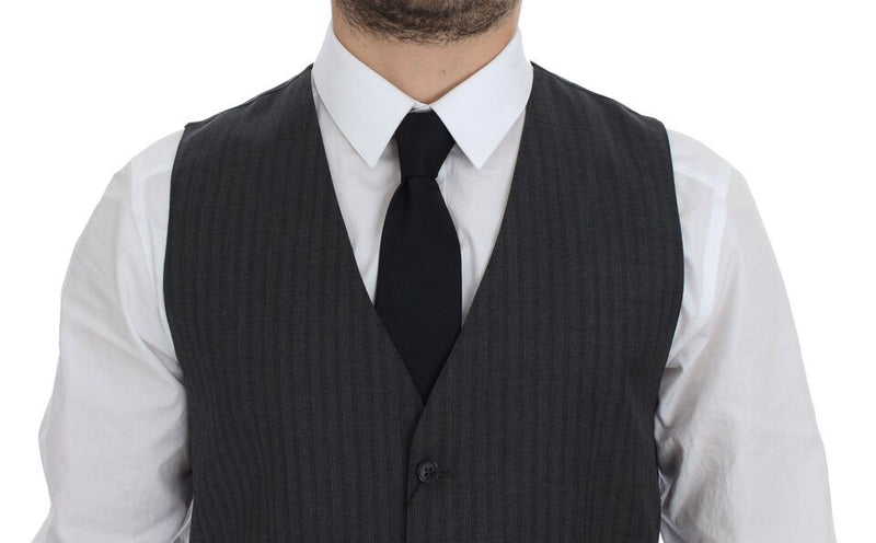 Gilet en laine rayé gris à simple boutonnage de Dolce &amp; Gabbana