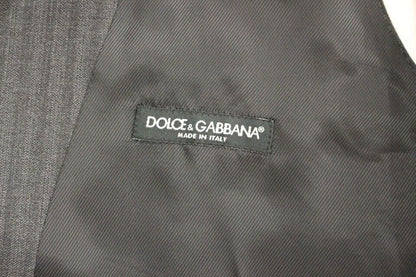 Dolce & Gabbana Grijze gestreepte wollen, enkelgeknopte gilet