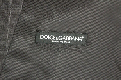 Gilet en laine rayé gris avec logo Dolce & Gabbana