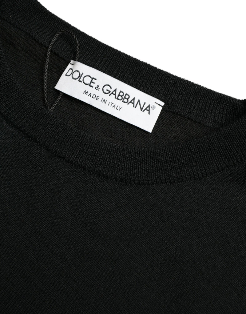 Pull en laine à col rond noir de Dolce &amp; Gabbana