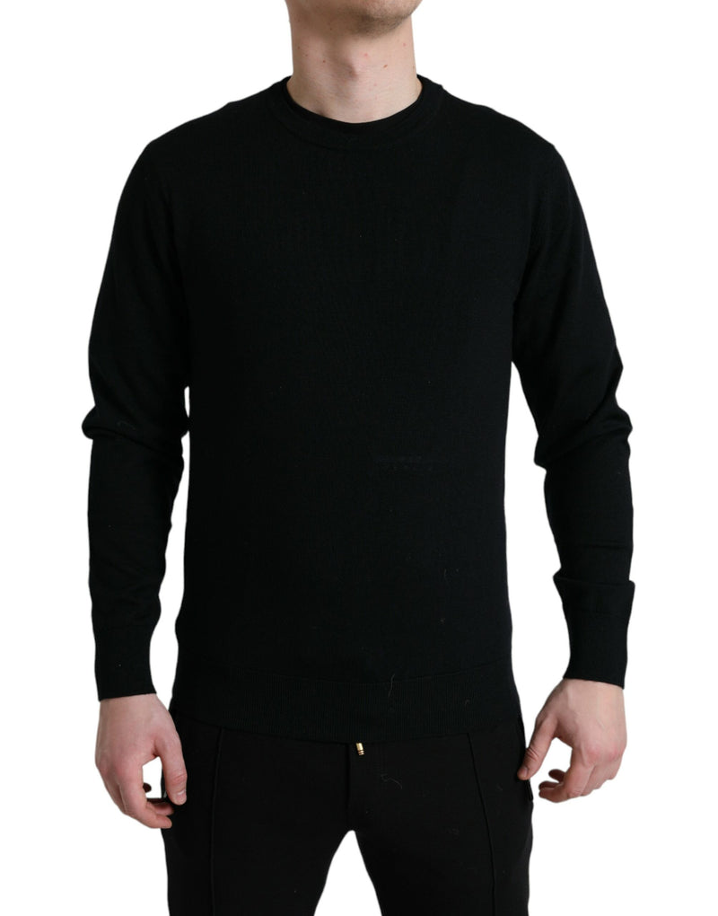Pull en laine à col rond noir de Dolce &amp; Gabbana