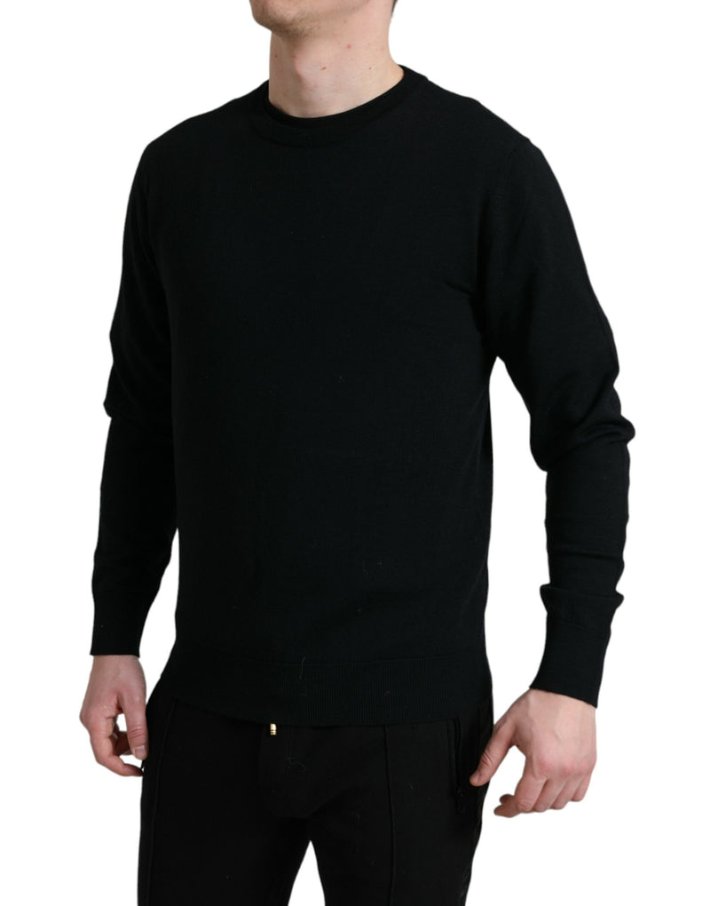 Pull en laine à col rond noir de Dolce &amp; Gabbana