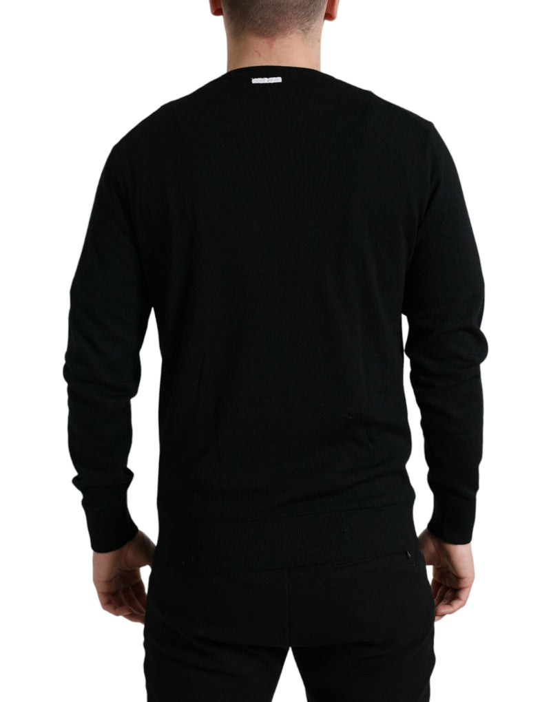 Pull en laine à col rond noir de Dolce &amp; Gabbana