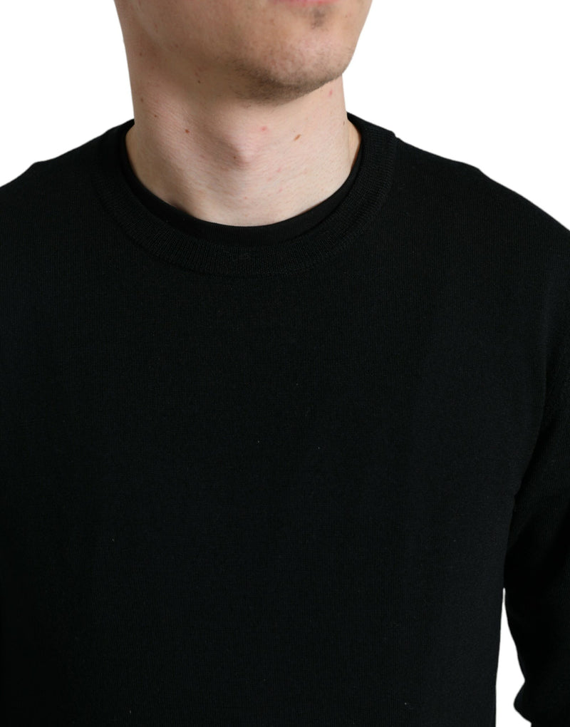 Pull en laine à col rond noir de Dolce &amp; Gabbana