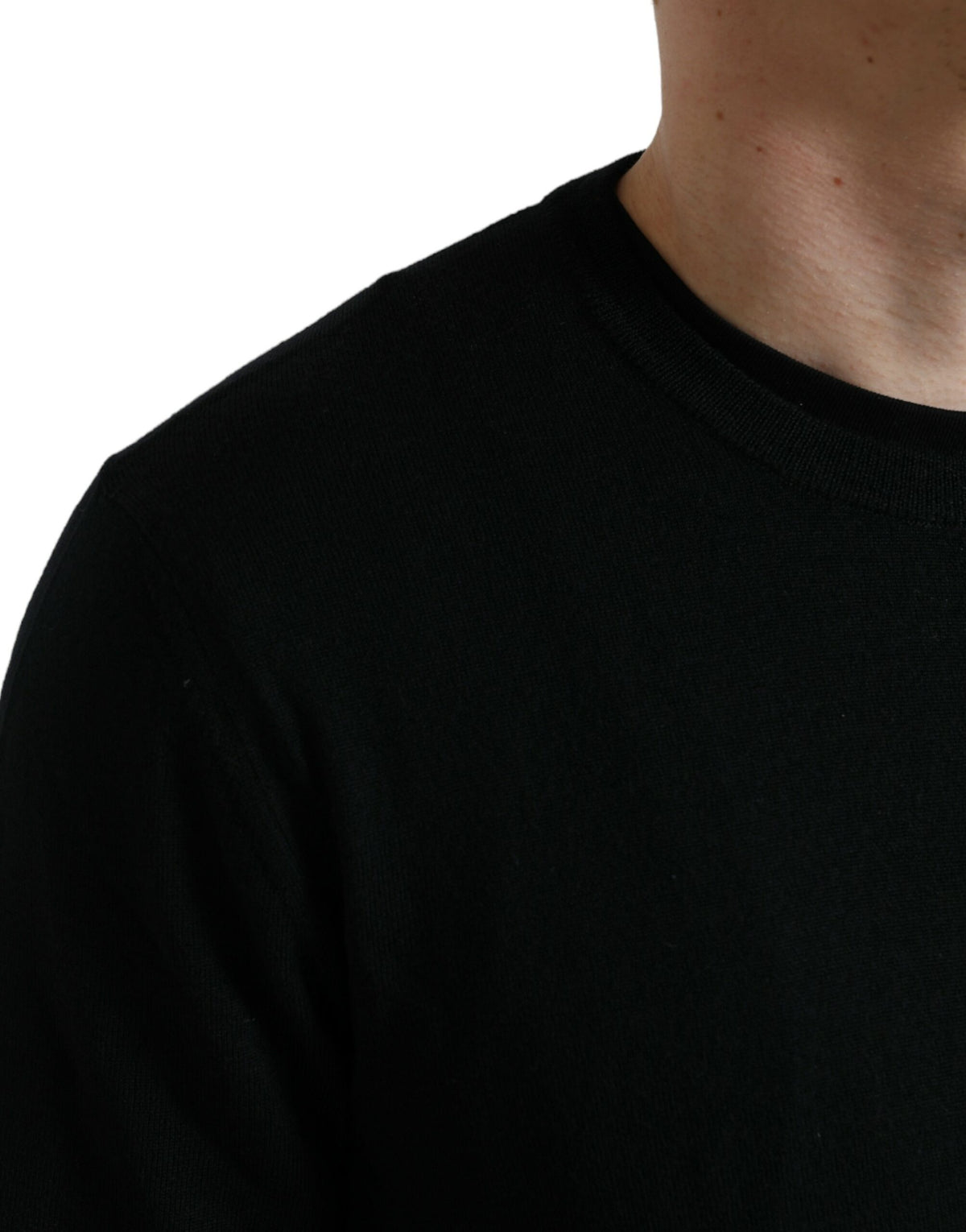 Pull en laine à col rond noir de Dolce &amp; Gabbana
