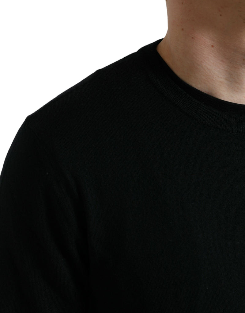 Pull en laine à col rond noir de Dolce &amp; Gabbana