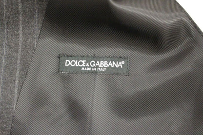 Gilet en laine rayé gris avec logo Dolce & Gabbana