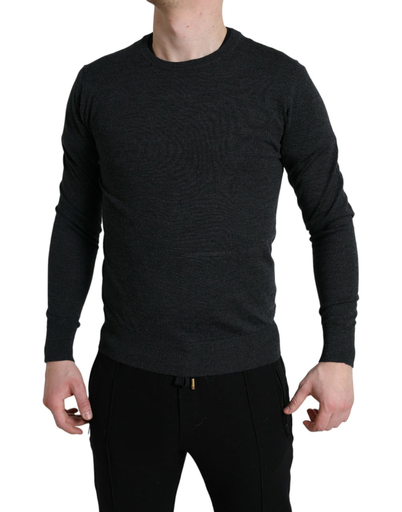 Dolce &amp; Gabbana grijze wollen trui met ronde hals