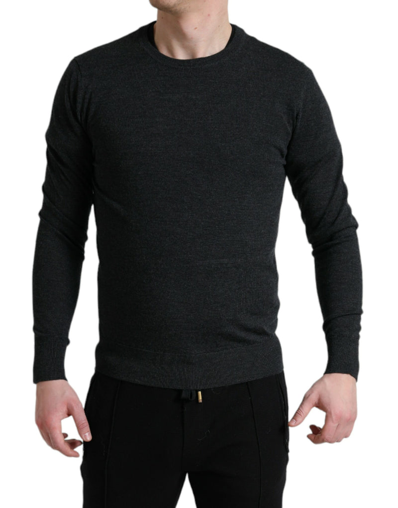 Dolce &amp; Gabbana grijze wollen trui met ronde hals