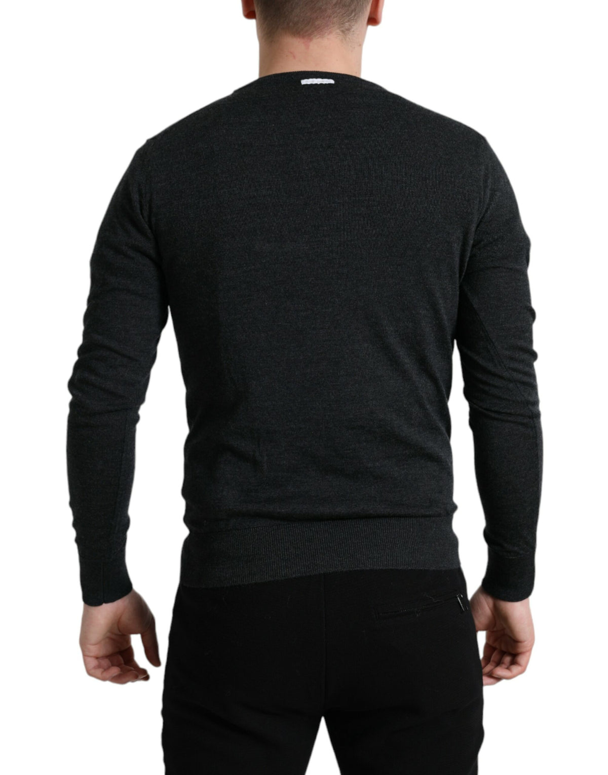 Pull en laine grise à col rond de Dolce &amp; Gabbana