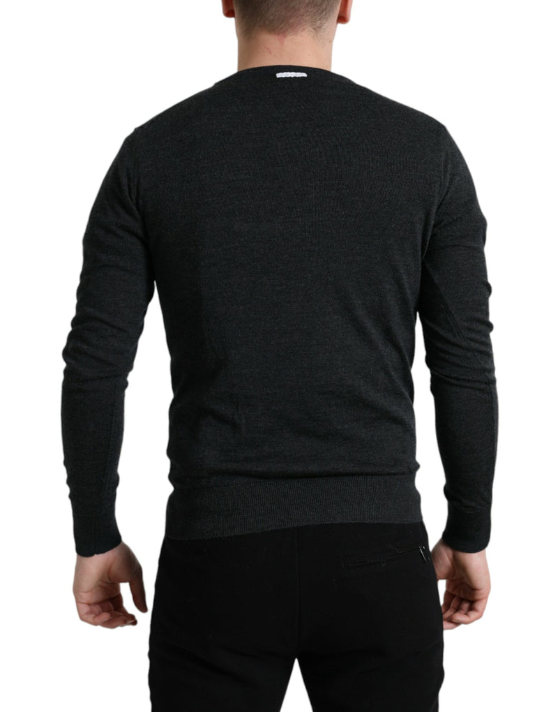 Dolce &amp; Gabbana grijze wollen trui met ronde hals