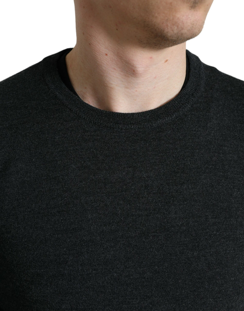 Dolce &amp; Gabbana grijze wollen trui met ronde hals