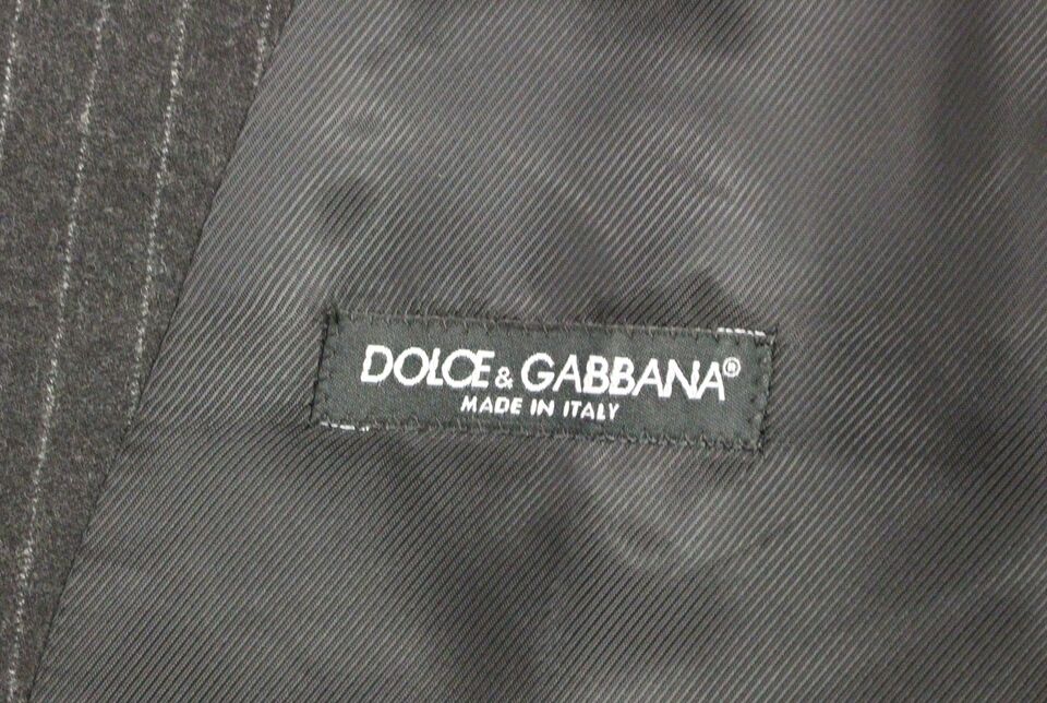 Gilet en laine rayé gris avec logo Dolce &amp; Gabbana