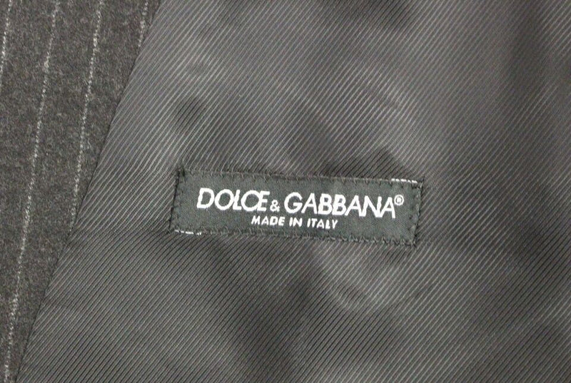 Gilet en laine rayé gris avec logo Dolce &amp; Gabbana